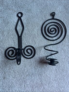 Black Decorative Spiral Wall candle holders- Set of 2